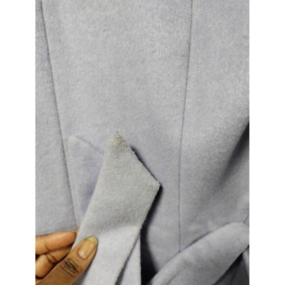 NWT Cole Haan Wool Blend Notch Lapel Longline Belted Coat Purple Women's Size 2 - Picture 3 of 8
